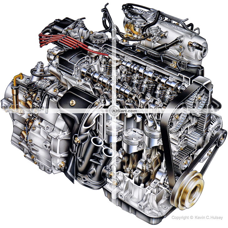 Acura Integra engine cutaway