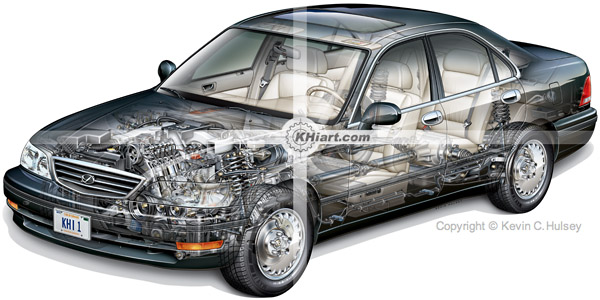 Generic car cutaway stock image
