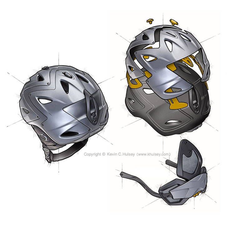 Giro snowboard helmet exploded illustration