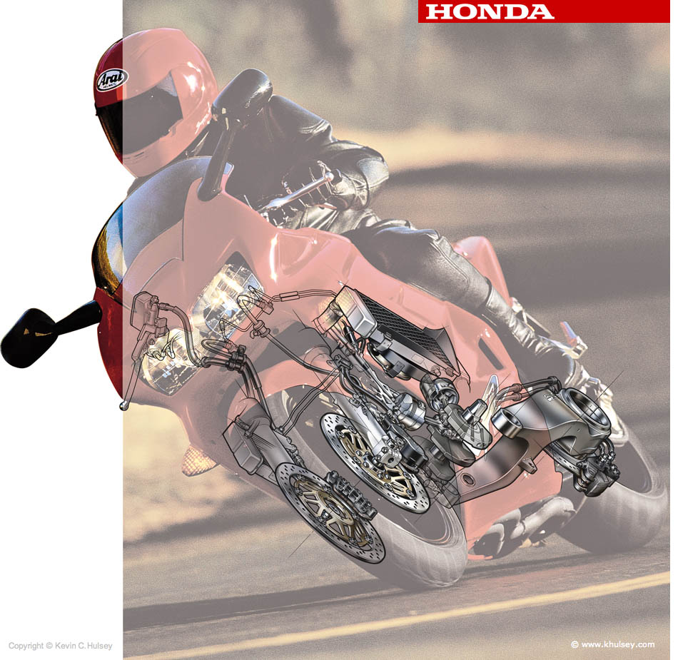 Honda VFR800 Interceptor motorcycle cutaway