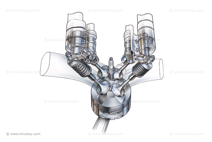 Piston intake and exhaust stock illustration