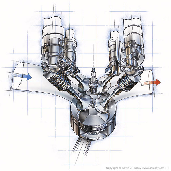 Acura NSX DOHC V-TECH 4 valve engine illustration