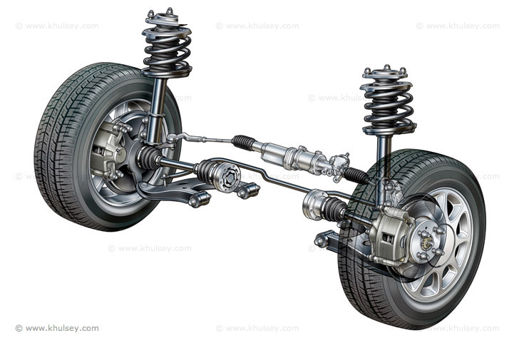 Car steering and suspension stock illustration