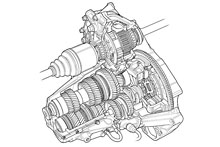 Manual car transmission technical drawing