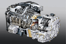 Cutaway hybrid car engine