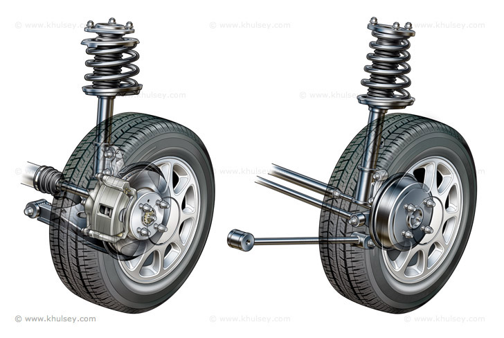 Car multi-link suspension unit stock illustration